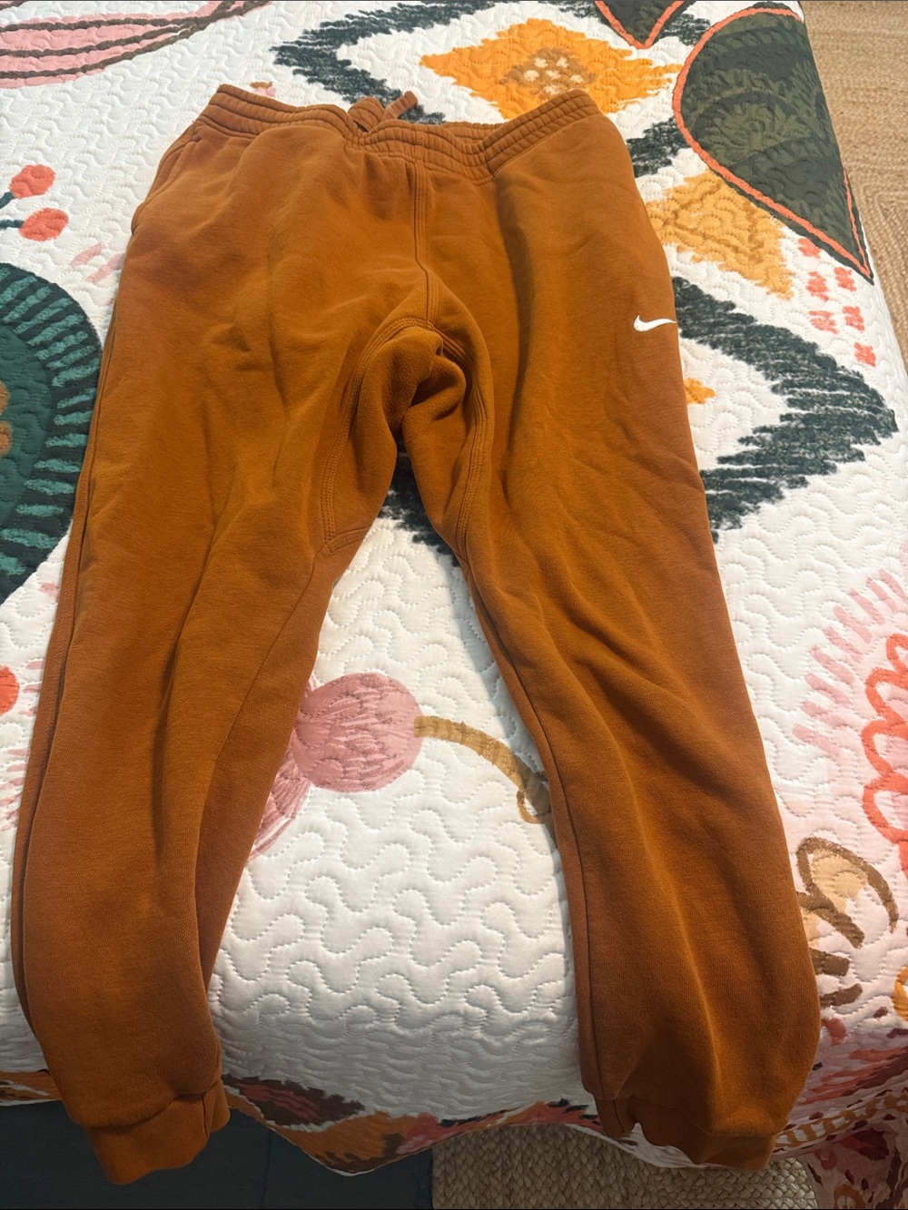 Nike Men’s Rust Orange Joggers with White Swoosh